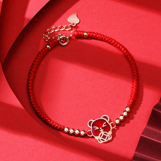 Ancient Tibetan Buddhist Red String Tradition  925 Sterling Silver Chinese Zodiac Luck Faith Discolor Red String Bracelet
