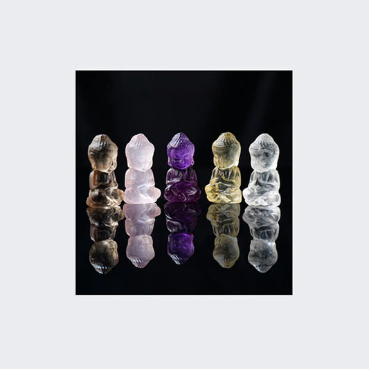 Spiritualität Verschiedene Kristalle Amethyst Rosa Kristall Weiß Kristall Citrin Buddha Geschnitzt Spirituelle Heilung Halskette Anhänger Dekoration 