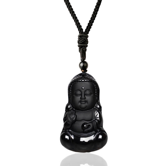 Spirituality Buddha Karma Tibet Chinese Zodiac Natal Buddha Thangka Prosperity Rotatable Dzi Bead Necklace Pendant