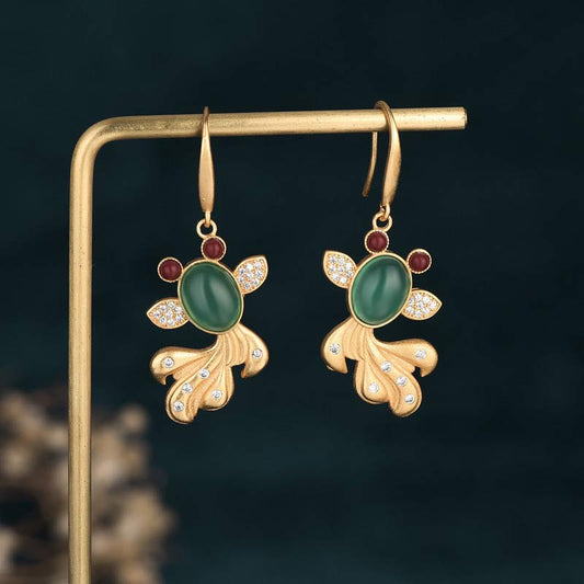 Jade FengShui Jade Koi Fortune Ohrringe