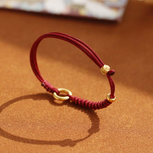 Antikes tibetisch-buddhistisches Armband mit roter Schnur, Friedensverschluss aus Legierung, Glücksarmband 