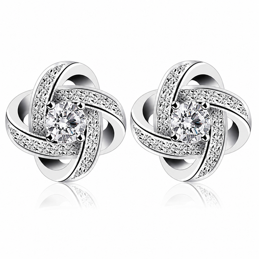 Eternal Bond 925 Sterling Silver Love Knot Stud Earrings – Sparkling Solitaire Luxury Gift