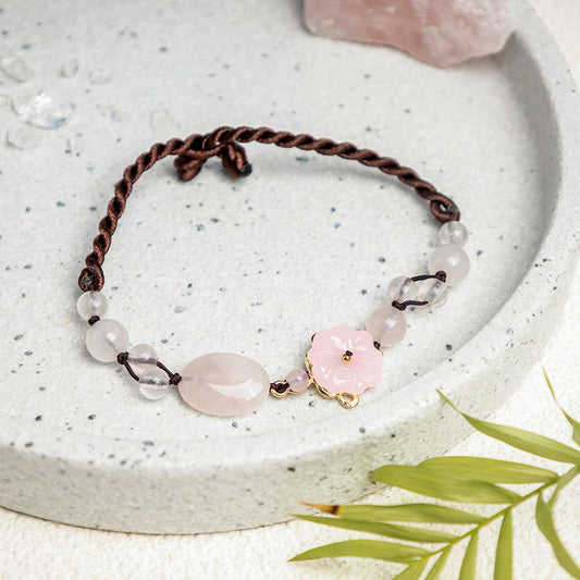 Spiritualität Buddha Karma Die Blume der Liebe Rosa Kristall Beruhigendes Fußkettchen 