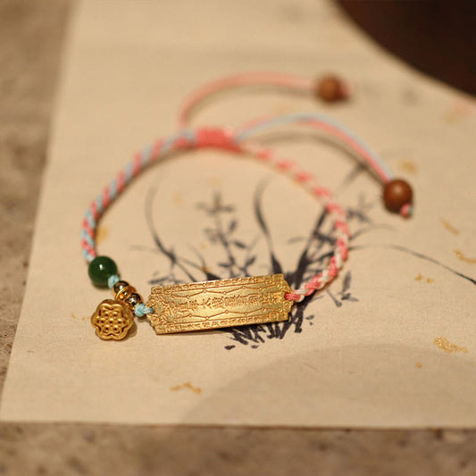 Ancient Tibetan Buddhist Red String Tradition  925 Sterling Silver Handmade Multicolor String Protection Luck Charm Braid Bracelet
