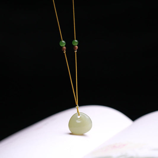 Jade  Natural Hetian Jade Small Bag Pattern Prosperity String Necklace Pendant