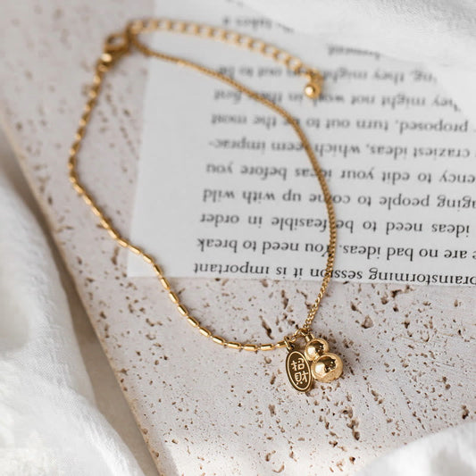 Spiritualität Buddha Karma 18k Gold Glückskürbis-Design Wohlstandsschnalle Fußkettchen 