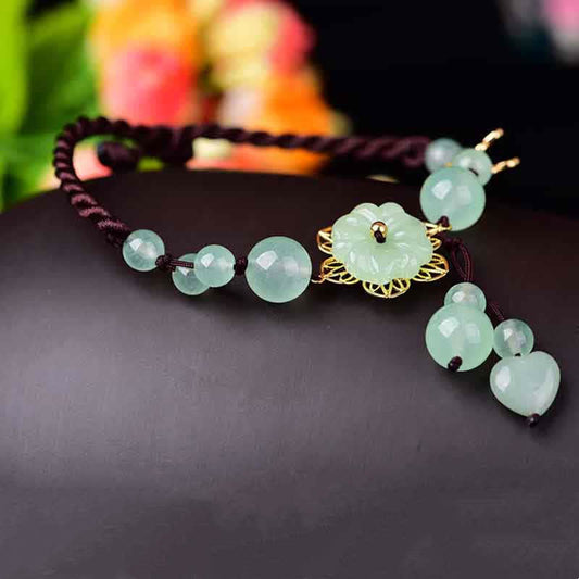 Jade  Flower Jade Butterfly Luck Abundance Charm Anklet