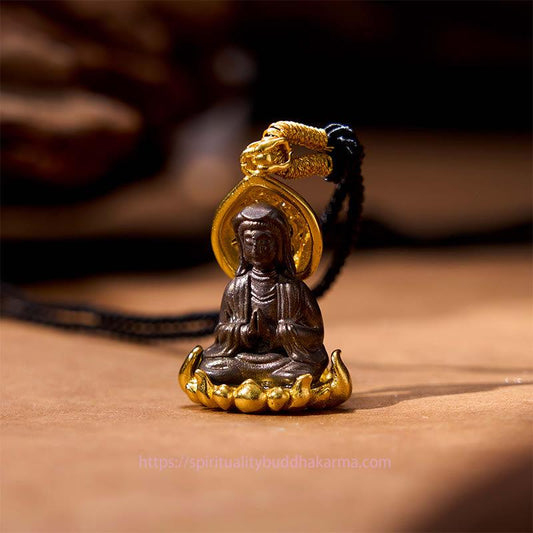 Buddha-Energie-Halskette aus Legierung, Kwan Yin Avalokitesvara, Reichtumsseil-Halskette mit Anhänger 