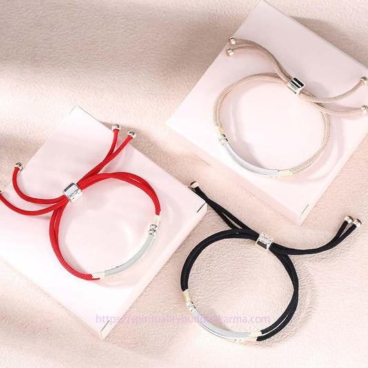 Ancient Tibetan Buddhist Red String Tradition  925 Sterling Silver Red String Layered Braid Bracelet