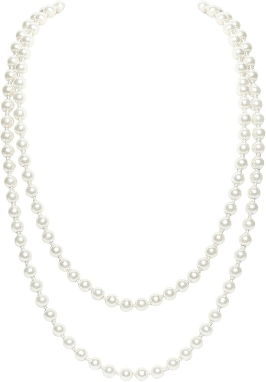 Long Pearl Necklace Faux Pearls Necklace Set Beaded Long Pearls Necklace 1920s Gatsby Costume Jewelry