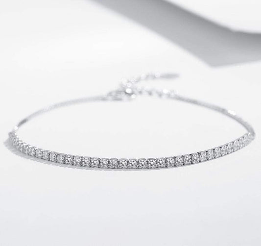 925 Sterling Silver Diamond Bracelet Hand Link for Women Girl Bangle with Jewellery Gift Box (Bracelet)