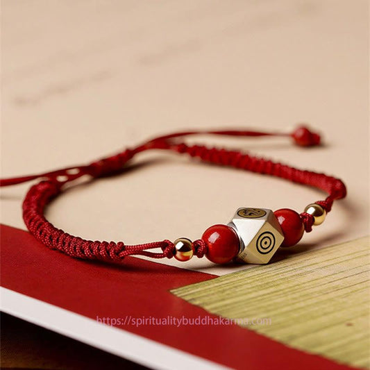 Bracelet tressé en argent sterling 925, style bouddhiste tibétain ancien, orné d'un fil rouge et orné d'un Bouddha du zodiaque chinois, symbole de calme et de cinabre. 