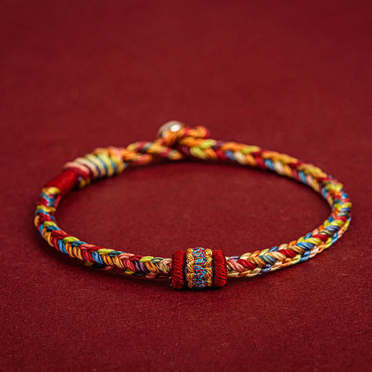 Altes tibetisch-buddhistisches Armband aus rotem Seil, handgefertigt zum Drachenbootfest, Glück bringend, bunt, für Kinder und Erwachsene 
