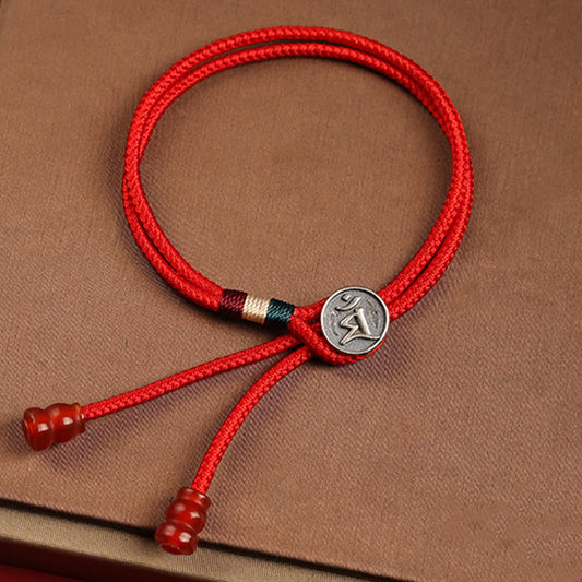 Ancient Tibetan Buddhist Red String Tradition  925 Sterling Silver Chinese Zodiac Luck Braided Red String Double Layer Bracelet