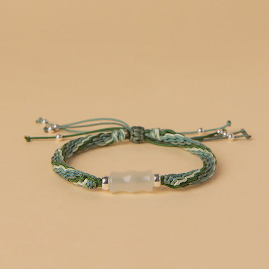 Jade-Armband aus weißem Jade und Bambus – Symbol für Reinkarnation, Reichtum, Glück und Stärke