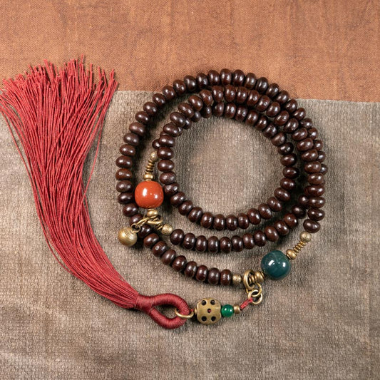 Spiritualität Buddha Karma 108 Mala-Perlen Natürliches Tibetisches Lila Bodhi-Samen-Glücksarmband