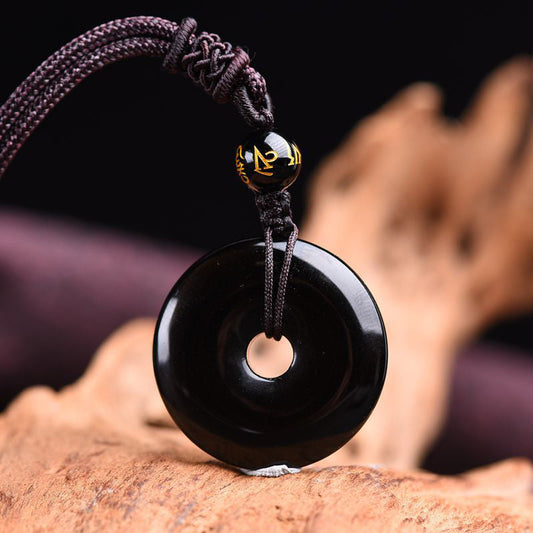 Spirituality Buddha Karma  Tibetan Obsidian Protection Necklace