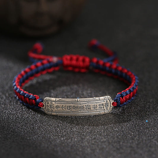 Ancient Tibetan Buddhist Red String Tradition  925 Sterling Silver Peace Amulet Protection Bracelet