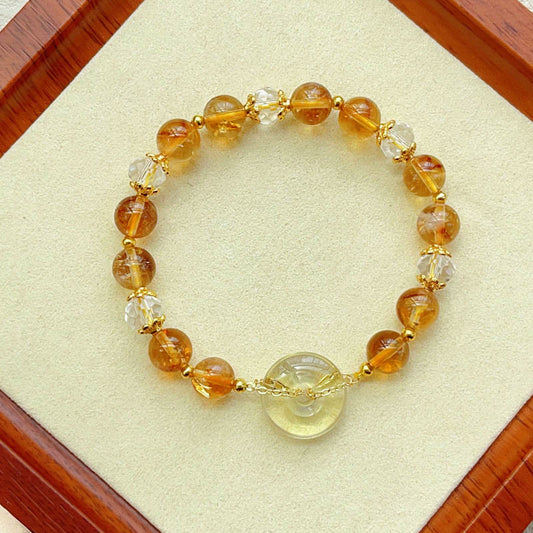 Goldene Energie-Citrin-Friedensschnalle, Wohlstandsarmband für das Solarplexus-Chakra (drittes Chakra) 