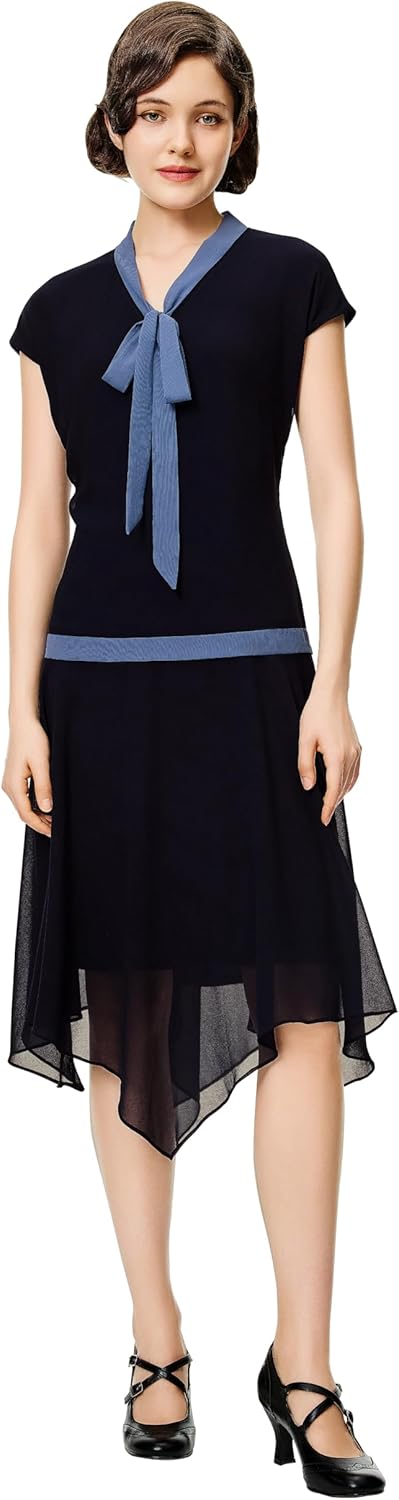 Gatsby Dress for Women - Chiffon Flapper Dress Low-Waist 1920s Roaring 20s Great Gatsby Party