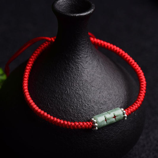 Jade  Natural Jade Companion Lucky Red String Bracelet