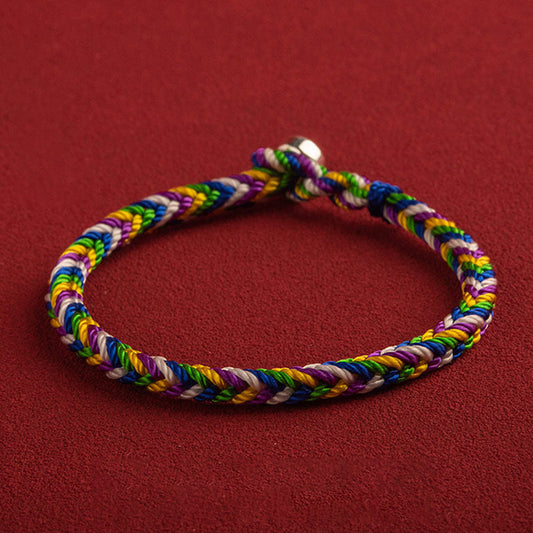 Ancient Tibetan Buddhist Red String Tradition  "May everything go your way" Lucky Multicolored Bracelet