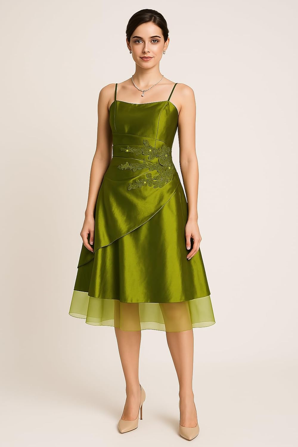green taffeta bridesmaid dresses Moss Green Satin Bridesmaid Dresses With Pockets Lisposa