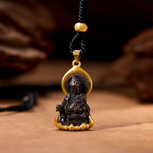Buddha-Energie-Halskette, tibetisch gelb, Jambhala, gelb, Gott des Reichtums, Buddha-Gelassenheit-Halskette mit Anhänger 