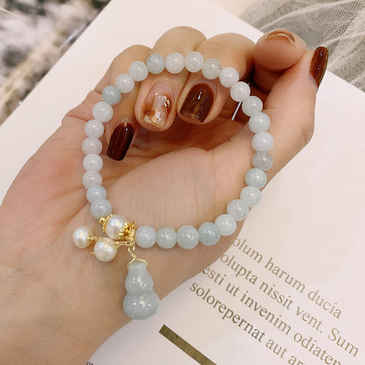 Jade  Natural Jade Pearl Gourd Prosperity Luck Bracelet