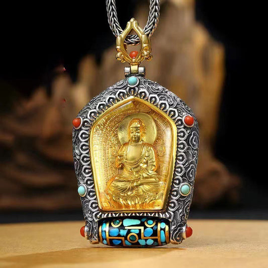 Collier d'énergie de Bouddha, pendentif en perles Dzi rotatives, style tibétain et zodiaque chinois, symbole de prospérité. 