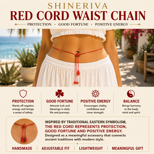 ShineRiva Tibetan Knot Protection Natural Cinnabar Chinese Zodiac Gourd Calm Blessing Red String Belly Chain