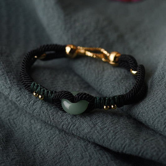 Jade-Armband aus tibetischer Jade mit schwarzem Seil für Paare