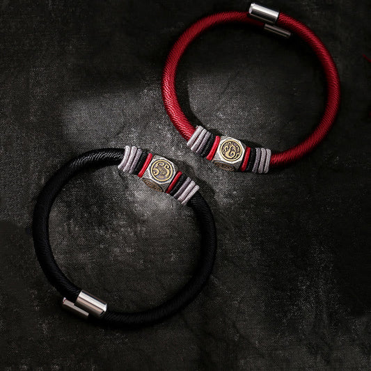 Ancient Tibetan Buddhist Red String Tradition  925 Sterling Silver Perfect Knot King Kong Knot Faith Strength Bracelet