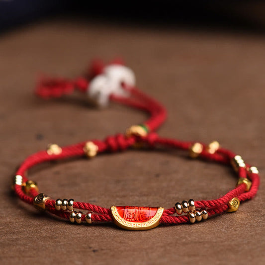 Tibetischer Knoten – Schutz, handgefertigtes Zinnoberknödel-Design, Glücksbringer, geflochtenes rotes Seilarmband 