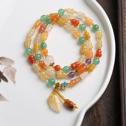 Jade  Golden Silk Jade Gourd Wealth Bracelet