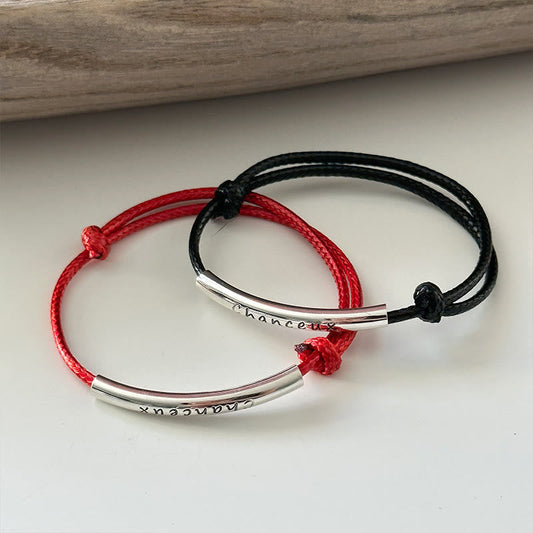 Ancient Tibetan Buddhist Red String Tradition  925 Sterling Silver CHANCEUX French Lucky Design Protection Bracelet