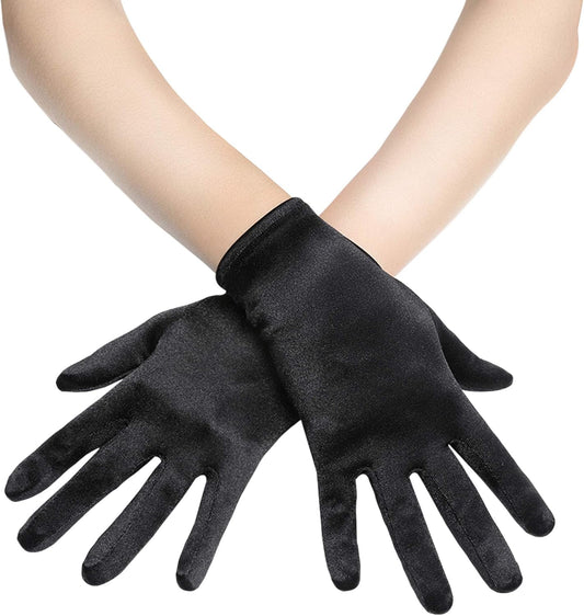 Short Satin Gloves for Women - Silk Opera Wedding Bridal Gloves Tea Party Banquet Costume 1920s Flapper Accessories