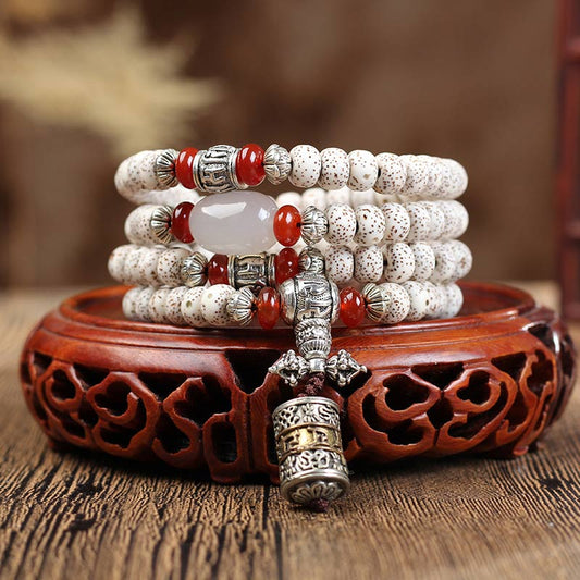 Bracelet de sagesse tibétain en graines de Bodhi, symbole de spiritualité et de karma