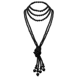 Z-Knot Pearl Necklace*2 + 59" Necklace*1/Black