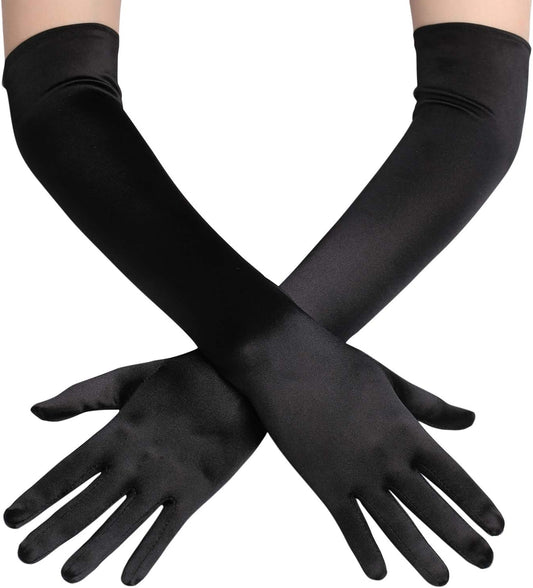 Long Opera Party 1920s Satin Tea Party Gloves Costume Stretchy Adult Size Elbow Length Bridal Gloves