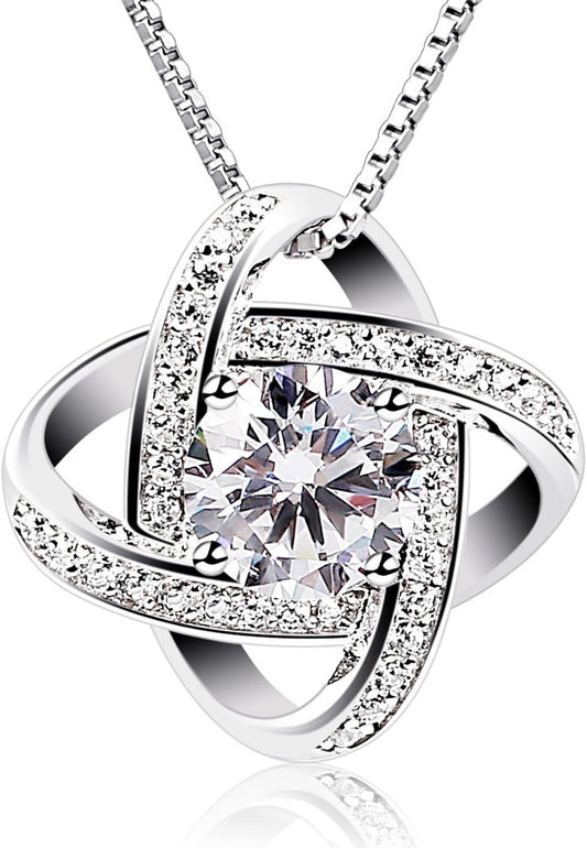 Women Necklaces Sterling Silver, 925 Sterling Silver Birthday Necklace, 5A Cubic Zirconia Pendant Gemini Necklace, for Wife, Mom, Girlfriend, Daughter, Friend - Gift Box, 45cm Chai