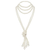Z-Knot Pearl Necklace*2 + 59" Necklace*1/White
