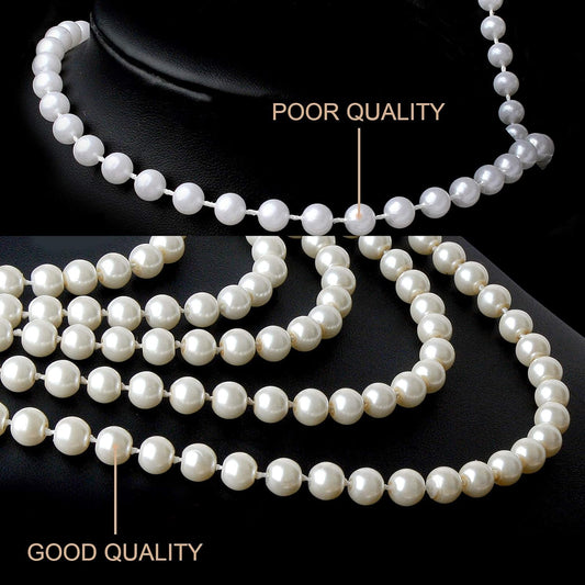 Vintage 1920s Gatsby Imitation Pearl Choker Necklace 20s Art Deco Flapper Accessories for Women White
