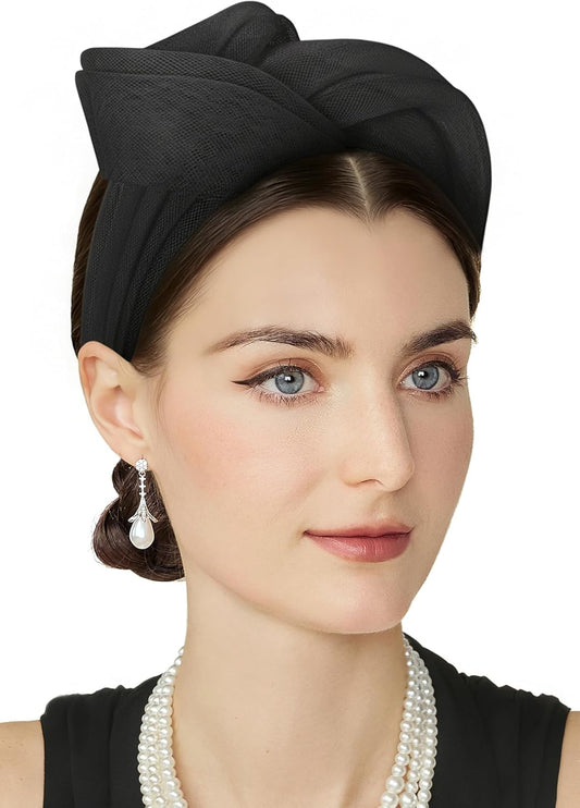 Fascinators Hats for Women - Tulle Tea Party Kentucky Fascinator Derby Church Hat Knot Cocktail Headband for Party
