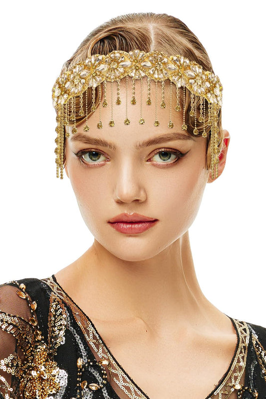 1920s Flapper Headpiece Roaring 20s Headband Great Gatsby Headband Chain for Women Vintage Hair Accessory