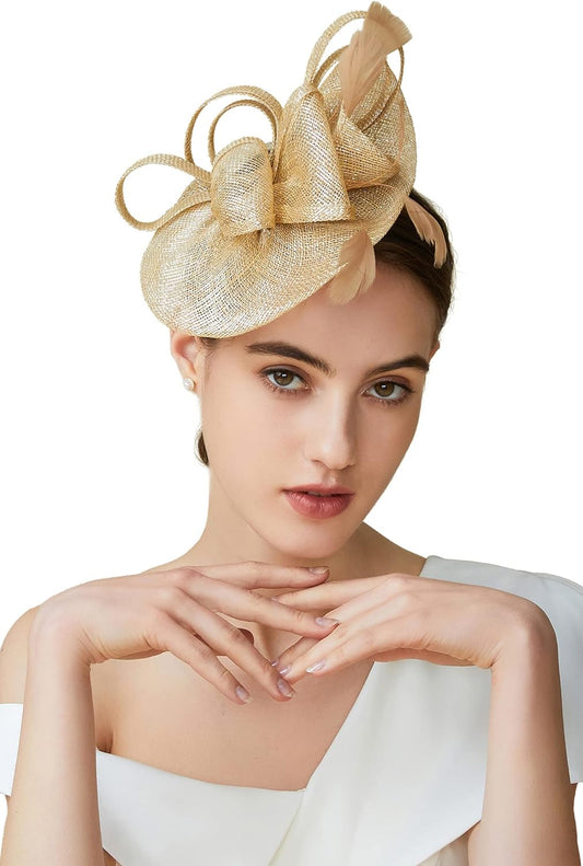 Women's Pillbox Fascinator Hat Kentucky Derby Hat Feather Fascinator Headband Tea Party Fascinator Hat for Cocktail