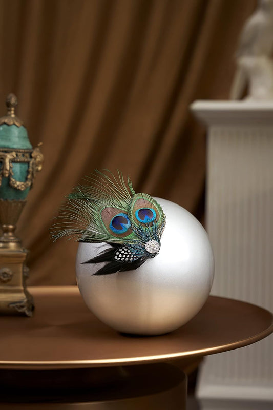 Hair Clip Peacock Feather with Rhinestones, 1920s Peacock Flapper Fascinator, One Size Fits Most