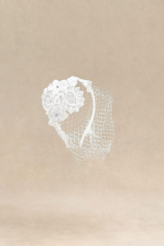Bridal Wedding Veil Fascinator Mesh Lace Headband Tea Party Flower Fascinator Funeral Hats for Women