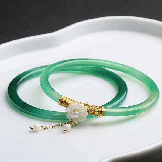 Jade-Erfolgsarmband aus natürlichem cyanweißem Jade