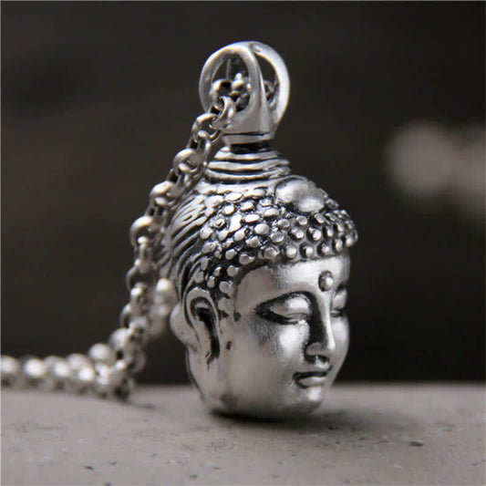 Collier pendentif Bouddha Démon Sérénité en argent sterling 999, symbole de spiritualité 